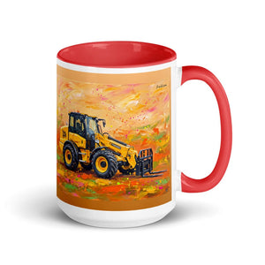 Furrow & Fields Red JCB TM420 Splash Art | 15 oz Mug with Color Inside Quality Farmers Merch