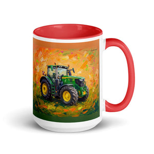 Furrow & Fields Red John Deere 6R 250 Splash Art | 15 oz Mug with Color Inside Quality Farmers Merch
