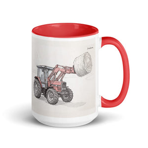 Furrow & Fields Red Massey Ferguson 3070 Autotronic Pencil Sketch | 15 oz Mug with Color Inside Quality Farmers Merch