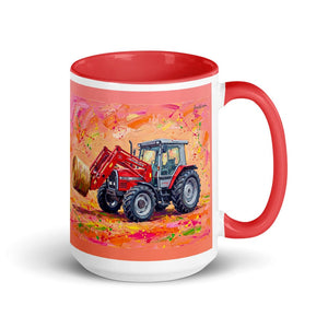 Furrow & Fields Red Massey Ferguson 3070 Autotronic Splash Art | 15 oz Mug with Color Inside Quality Farmers Merch