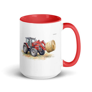 Furrow & Fields Red Massey Ferguson 3070 Autotronic Watercolor | 15 oz Mug with Color Inside Quality Farmers Merch