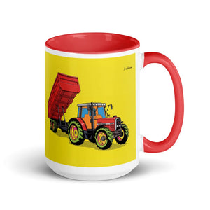 Furrow & Fields Red Massey Ferguson 6180 Pop Art | 15 oz Mug with Color Inside Quality Farmers Merch