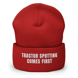 Furrow & Fields Red Tractor Spotting Comes First | Cuffed Beanie Quality Farmers Merch