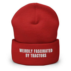 Furrow & Fields Red Weirdly Fascinated by Tractors | Cuffed Beanie Quality Farmers Merch