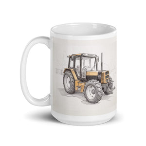 Furrow & Fields Renault 145.14 TX Pencil Sketch | White Glossy Mug Quality Farmers Merch