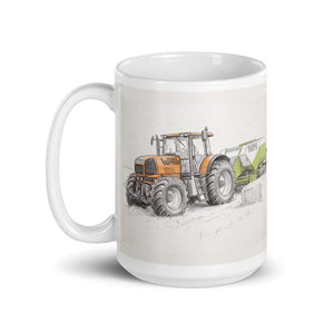 Furrow & Fields Renault Atles 926 RZ Pencil Sketch | White Glossy Mug Quality Farmers Merch