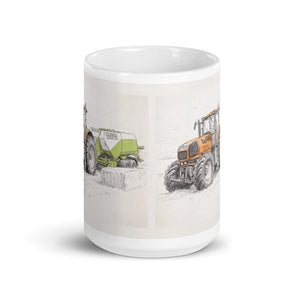 Furrow & Fields Renault Atles 926 RZ Pencil Sketch | White Glossy Mug Quality Farmers Merch