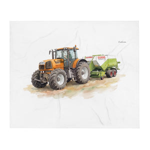 Furrow & Fields Renault Atles 926 RZ Watercolor | Throw Blanket Quality Farmers Merch