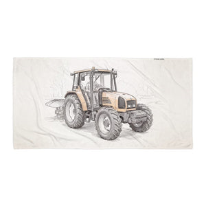 Furrow & Fields Renault Ceres 340X Pencil Sketch | Beach Towel Quality Farmers Merch