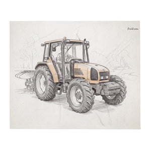 Furrow & Fields Renault Ceres 340X Pencil Sketch | Throw Blanket Quality Farmers Merch