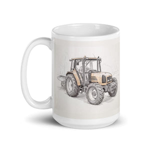 Furrow & Fields Renault Ceres 340X Pencil Sketch | White Glossy Mug Quality Farmers Merch