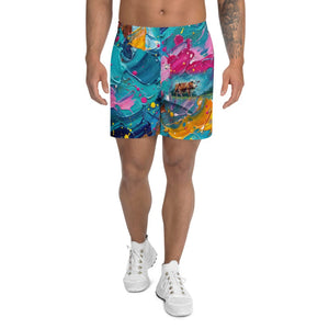 Furrow & Fields Shorts Hereford Cow Splash Art | All-Over Print Athletic Shorts Quality Farmers Merch