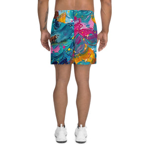 Furrow & Fields Shorts Hereford Cow Splash Art | All-Over Print Athletic Shorts Quality Farmers Merch