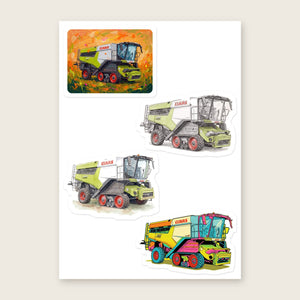 Furrow & Fields Sticker Sheet A5 (5.83″×8.27″) Claas Lexion 8600 Art | Kiss-Cut Sticker Sheet Quality Farmers Merch