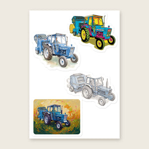 Furrow & Fields Sticker Sheet A5 (5.83″×8.27″) Ford 7600 Art | Kiss-Cut Sticker Sheet Quality Farmers Merch
