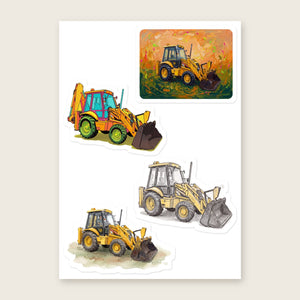 Furrow & Fields Sticker Sheet A5 (5.83″×8.27″) JCB 3CX Sitemaster Plus Art | Kiss-Cut Sticker Sheet Quality Farmers Merch