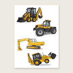 Furrow & Fields Sticker Sheet A5 (5.83″×8.27″) JCB Illustrated No. 13 | Kiss-Cut Sticker Sheet Quality Farmers Merch