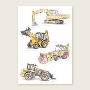 Furrow & Fields Sticker Sheet A5 (5.83″×8.27″) JCB Pencil Sketch No. 1 | Kiss-Cut Sticker Sheet Quality Farmers Merch