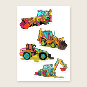 Furrow & Fields Sticker Sheet A5 (5.83″×8.27″) JCB Pop Art No. 2 | Kiss-Cut Sticker Sheet Quality Farmers Merch