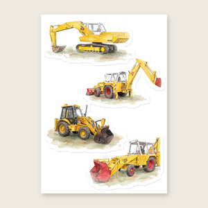 Furrow & Fields Sticker Sheet A5 (5.83″×8.27″) JCB Watercolour No. 1 | Kiss-Cut Sticker Sheet Quality Farmers Merch