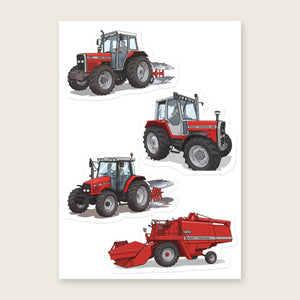 Furrow & Fields Sticker Sheet A5 (5.83″×8.27″) Massey Ferguson Illustrated No. 10 | Kiss-Cut Sticker Sheet Quality Farmers Merch