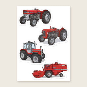 Furrow & Fields Sticker Sheet A5 (5.83″×8.27″) Massey Ferguson Illustrated No. 20 | Kiss-Cut Sticker Sheet Quality Farmers Merch