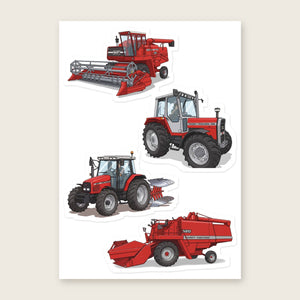 Furrow & Fields Sticker Sheet A5 (5.83″×8.27″) Massey Ferguson Illustrated No. 31 | Kiss-Cut Sticker Sheet Quality Farmers Merch