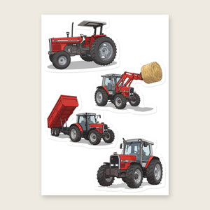 Furrow & Fields Sticker Sheet A5 (5.83″×8.27″) Massey Ferguson Illustrated No. 8 | Kiss-Cut Sticker Sheet Quality Farmers Merch