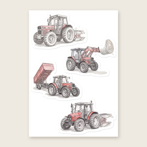 Furrow & Fields Sticker Sheet A5 (5.83″×8.27″) Massey Ferguson Pencil Sketch No. 2 | Kiss-Cut Sticker Sheet Quality Farmers Merch