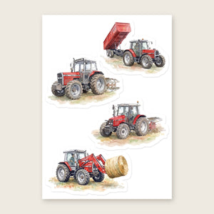 Furrow & Fields Sticker Sheet A5 (5.83″×8.27″) Massey Ferguson Watercolour No. 2 | Kiss-Cut Sticker Sheet Quality Farmers Merch