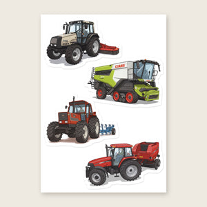 Furrow & Fields Sticker Sheet A5 (5.83″×8.27″) Tractor Mix Illustrated No. 1 | Kiss-Cut Sticker Sheet Quality Farmers Merch