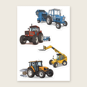 Furrow & Fields Sticker Sheet A5 (5.83″×8.27″) Tractor Mix Illustrated No. 10 | Kiss-Cut Sticker Sheet Quality Farmers Merch