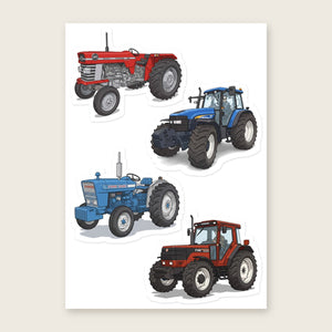 Furrow & Fields Sticker Sheet A5 (5.83″×8.27″) Tractor Mix Illustrated No. 100 | Kiss-Cut Sticker Sheet Quality Farmers Merch