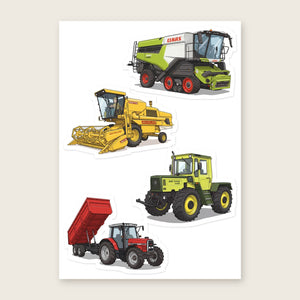 Furrow & Fields Sticker Sheet A5 (5.83″×8.27″) Tractor Mix Illustrated No. 101 | Kiss-Cut Sticker Sheet Quality Farmers Merch