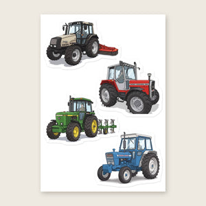 Furrow & Fields Sticker Sheet A5 (5.83″×8.27″) Tractor Mix Illustrated No. 106 | Kiss-Cut Sticker Sheet Quality Farmers Merch