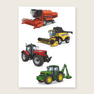 Furrow & Fields Sticker Sheet A5 (5.83″×8.27″) Tractor Mix Illustrated No. 110 | Kiss-Cut Sticker Sheet Quality Farmers Merch