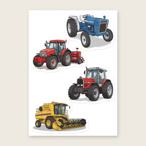 Furrow & Fields Sticker Sheet A5 (5.83″×8.27″) Tractor Mix Illustrated No. 111 | Kiss-Cut Sticker Sheet Quality Farmers Merch