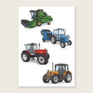 Furrow & Fields Sticker Sheet A5 (5.83″×8.27″) Tractor Mix Illustrated No. 112 | Kiss-Cut Sticker Sheet Quality Farmers Merch