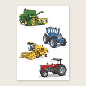 Furrow & Fields Sticker Sheet A5 (5.83″×8.27″) Tractor Mix Illustrated No. 121 | Kiss-Cut Sticker Sheet Quality Farmers Merch