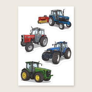 Furrow & Fields Sticker Sheet A5 (5.83″×8.27″) Tractor Mix Illustrated No. 124 | Kiss-Cut Sticker Sheet Quality Farmers Merch