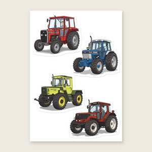 Furrow & Fields Sticker Sheet A5 (5.83″×8.27″) Tractor Mix Illustrated No. 125 | Kiss-Cut Sticker Sheet Quality Farmers Merch