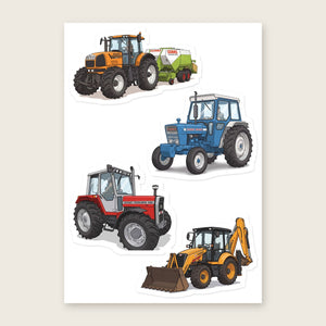 Furrow & Fields Sticker Sheet A5 (5.83″×8.27″) Tractor Mix Illustrated No. 126 | Kiss-Cut Sticker Sheet Quality Farmers Merch