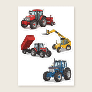 Furrow & Fields Sticker Sheet A5 (5.83″×8.27″) Tractor Mix Illustrated No. 127 | Kiss-Cut Sticker Sheet Quality Farmers Merch