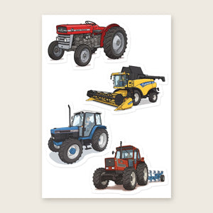 Furrow & Fields Sticker Sheet A5 (5.83″×8.27″) Tractor Mix Illustrated No. 128 | Kiss-Cut Sticker Sheet Quality Farmers Merch