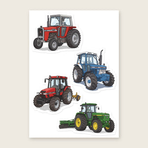 Furrow & Fields Sticker Sheet A5 (5.83″×8.27″) Tractor Mix Illustrated No. 130 | Kiss-Cut Sticker Sheet Quality Farmers Merch