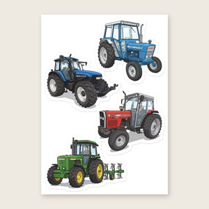 Furrow & Fields Sticker Sheet A5 (5.83″×8.27″) Tractor Mix Illustrated No. 133 | Kiss-Cut Sticker Sheet Quality Farmers Merch