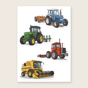 Furrow & Fields Sticker Sheet A5 (5.83″×8.27″) Tractor Mix Illustrated No. 136 | Kiss-Cut Sticker Sheet Quality Farmers Merch