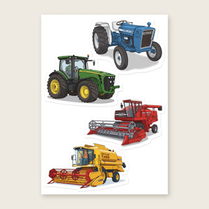 Furrow & Fields Sticker Sheet A5 (5.83″×8.27″) Tractor Mix Illustrated No. 138 | Kiss-Cut Sticker Sheet Quality Farmers Merch