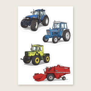 Furrow & Fields Sticker Sheet A5 (5.83″×8.27″) Tractor Mix Illustrated No. 140 | Kiss-Cut Sticker Sheet Quality Farmers Merch
