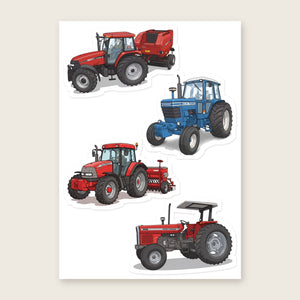 Furrow & Fields Sticker Sheet A5 (5.83″×8.27″) Tractor Mix Illustrated No. 150 | Kiss-Cut Sticker Sheet Quality Farmers Merch